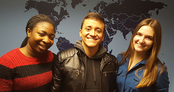 Lasell University students dressed in clothes from their home countries. 