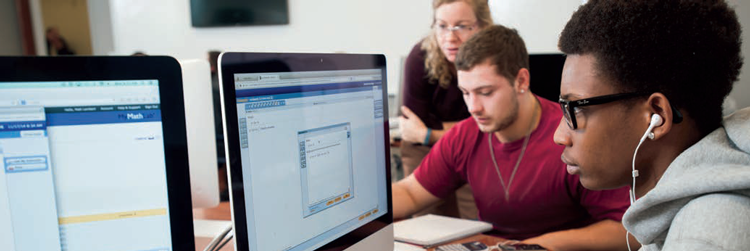 Students studying at Lasell