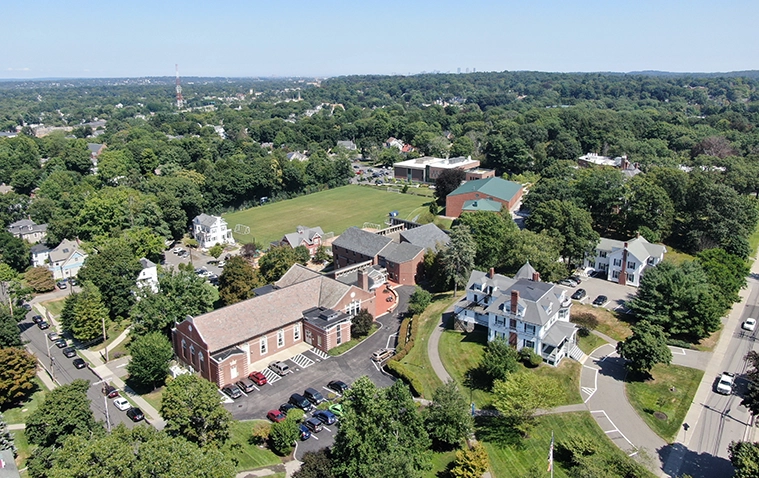 Lasell campus from a drone